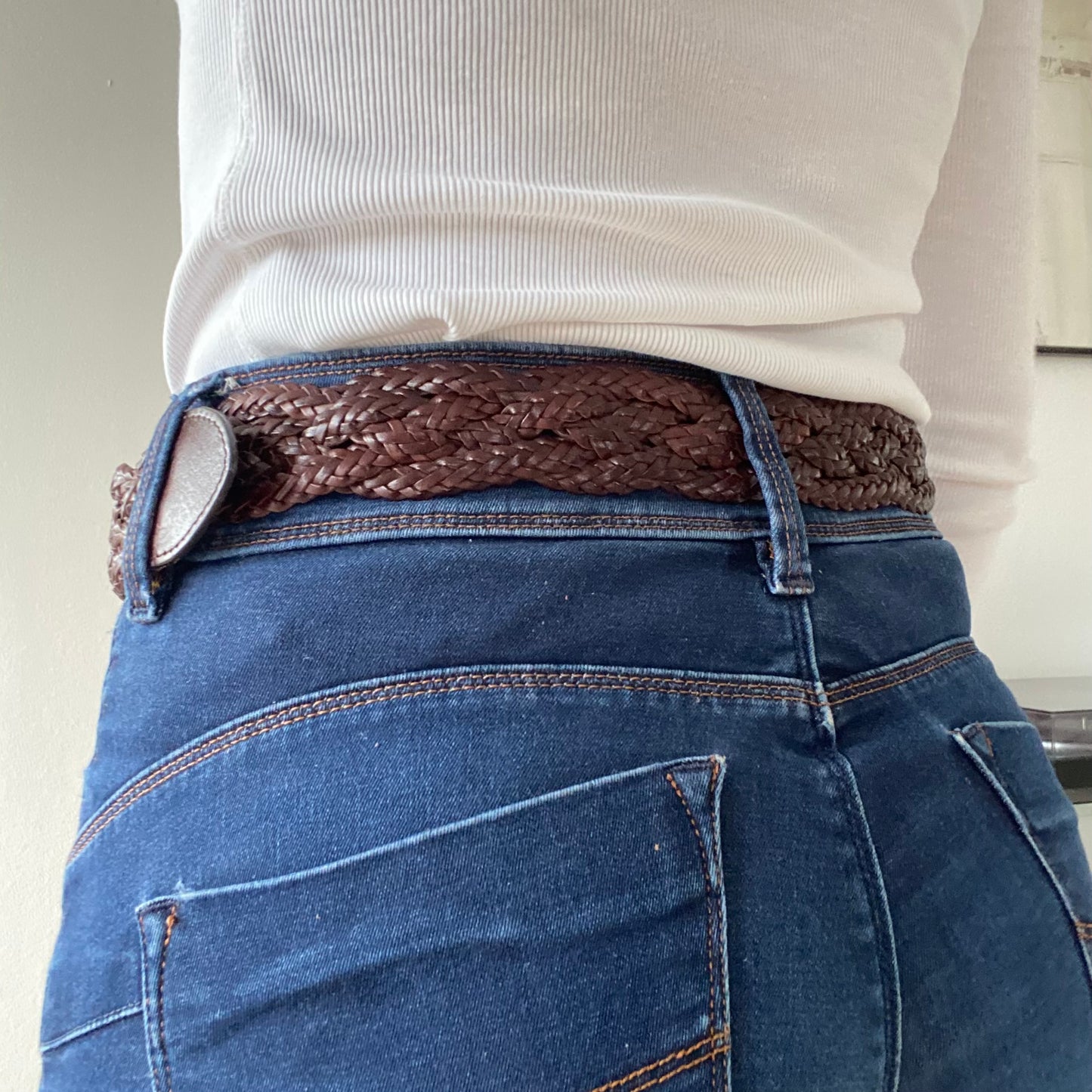 Dark brown braided belt