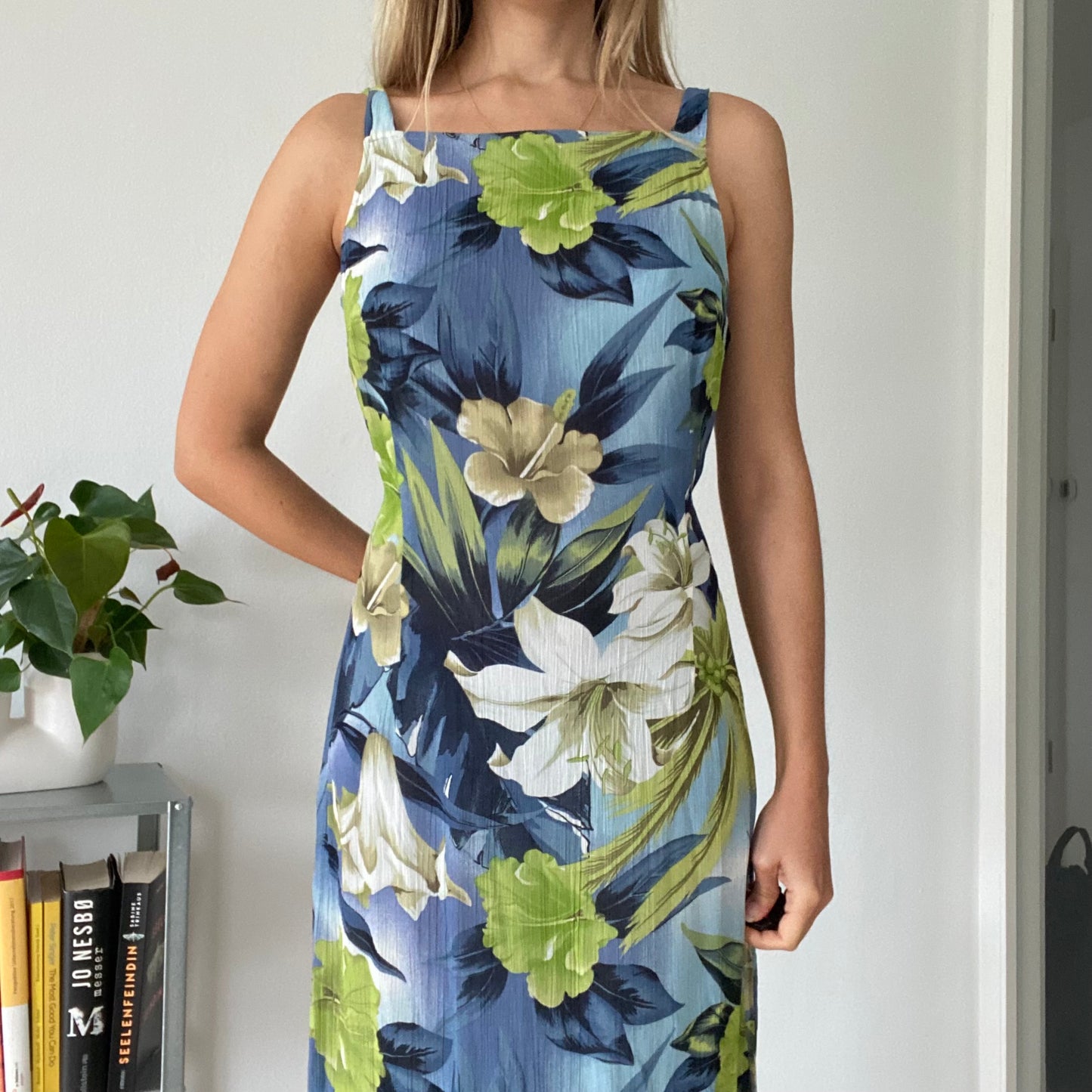 Blue flower maxi dress