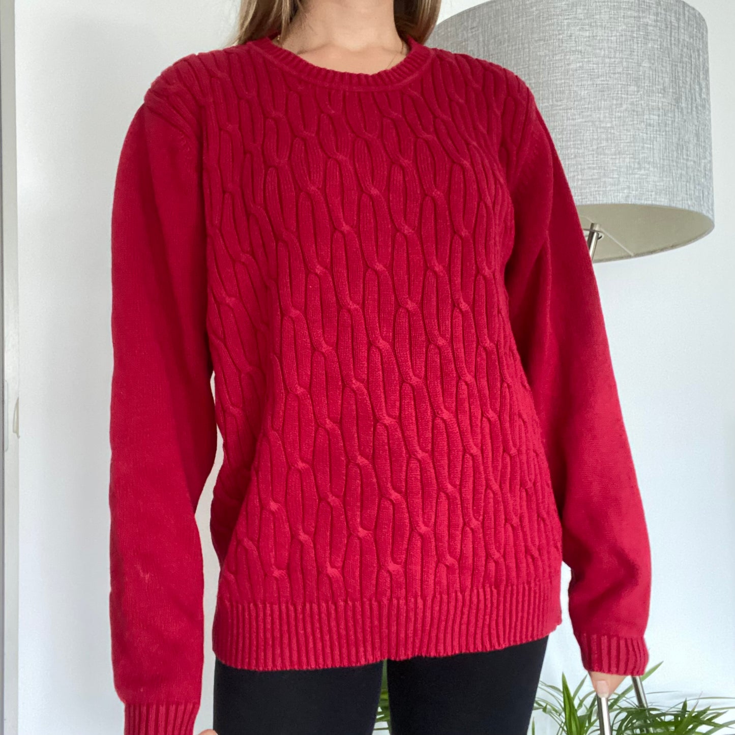 Red, chunky pullover
