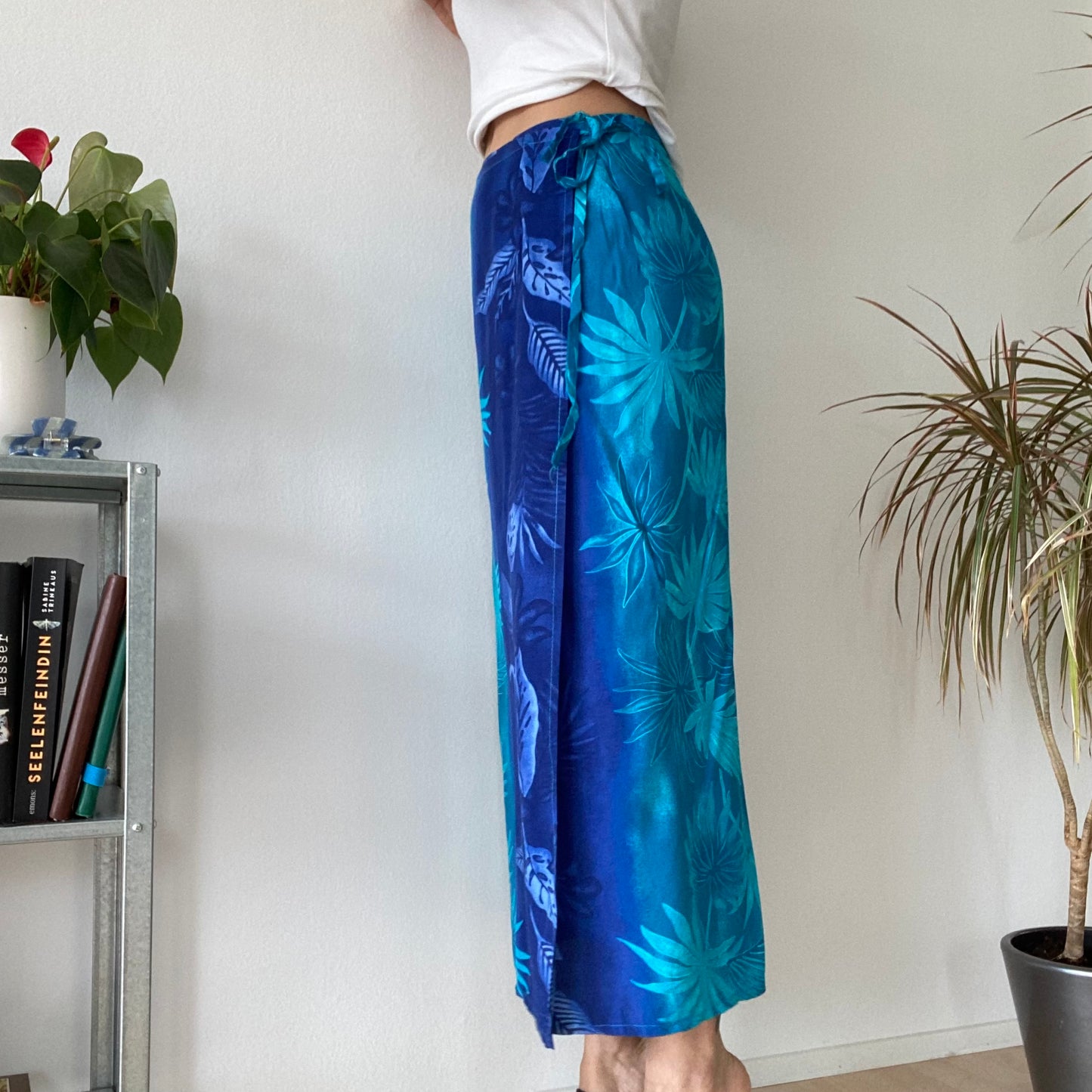 Wrap blue long skirt