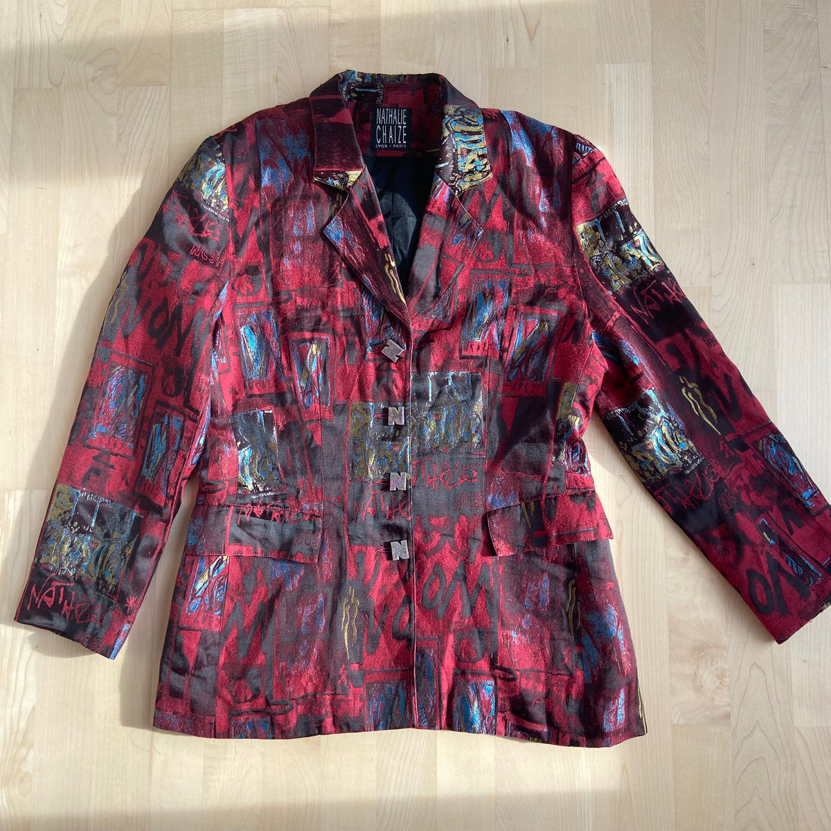 Nathalie Chaize Paris Red Abstract Blazer Jacket