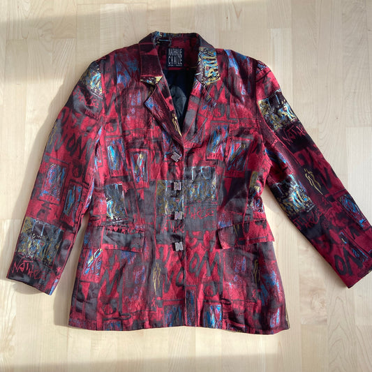 Nathalie Chaize Paris Red Abstract Blazer Jacket