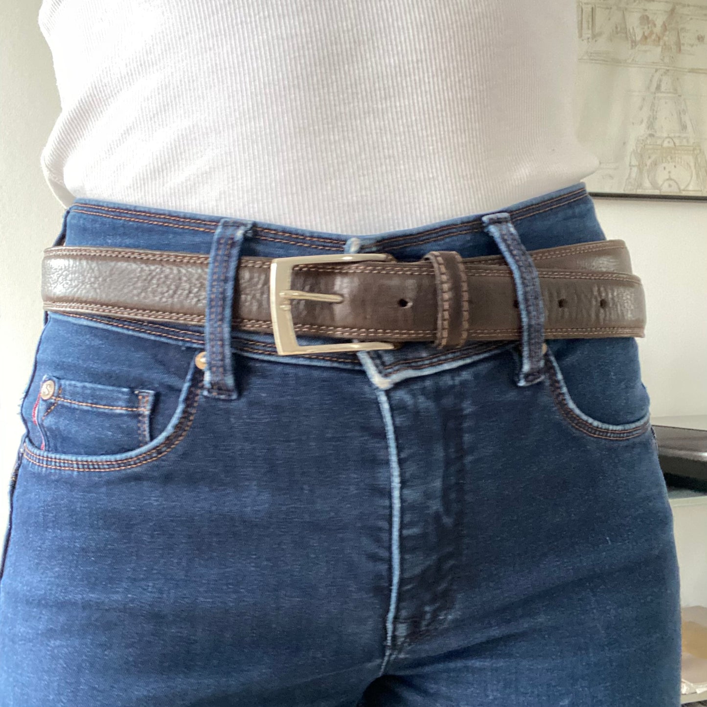 Real Leather Belt for Jeans – Brown