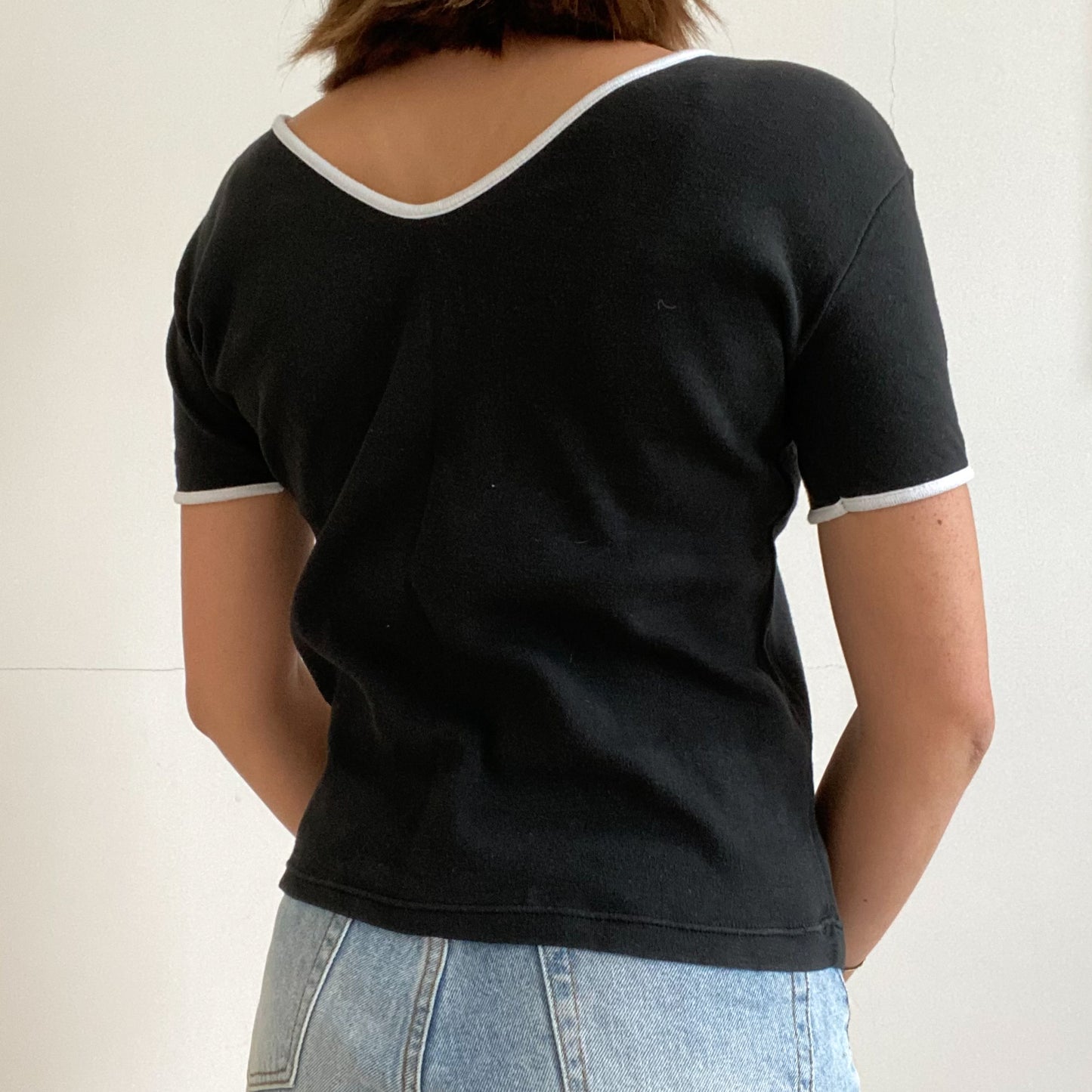 Black and White Flower Top