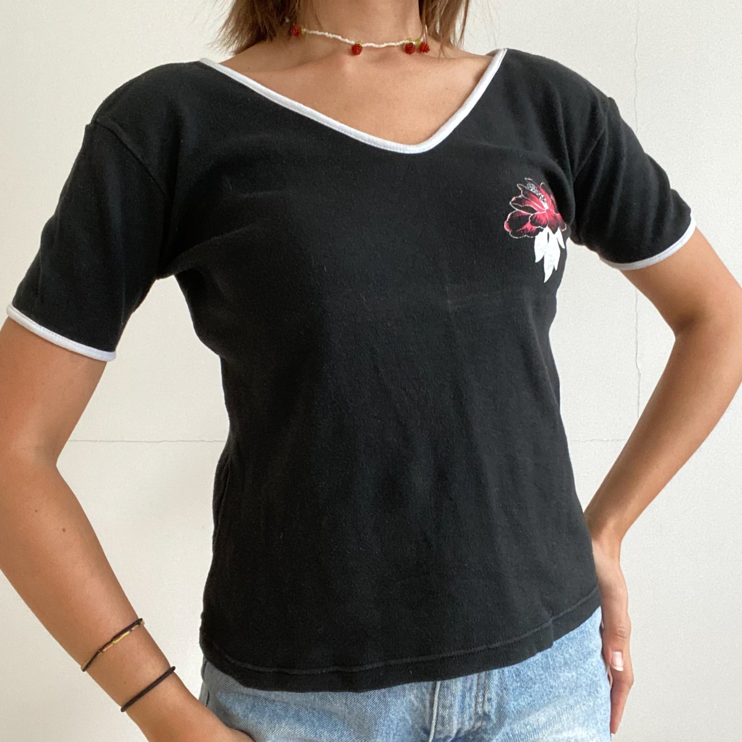 Black and White Flower Top