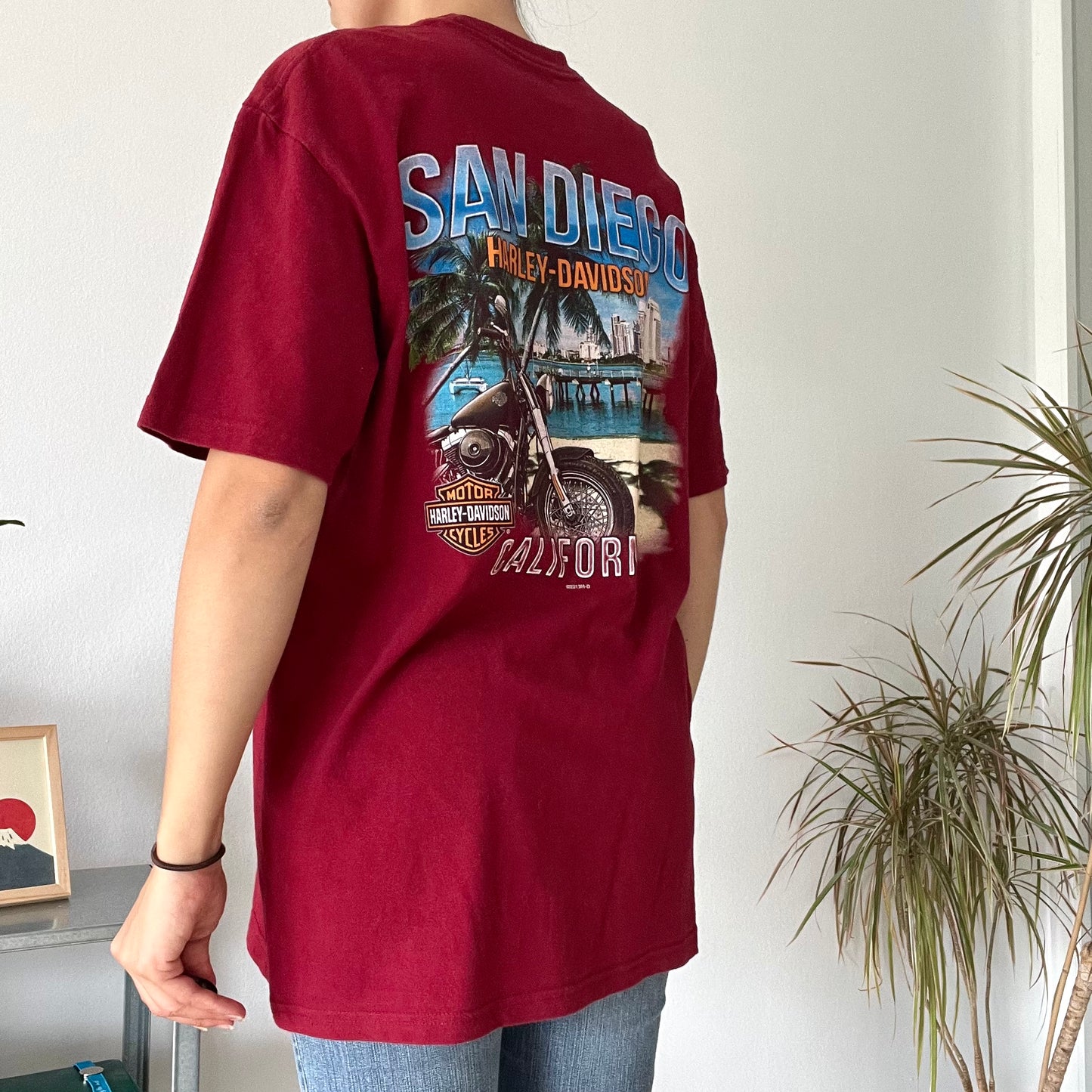 Harley Davidson, red T-shirt San Diego- Size L