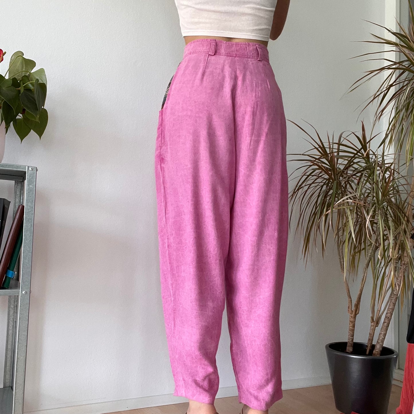 Vintage Pink High Waisted Wide Leg Trousers Y2K