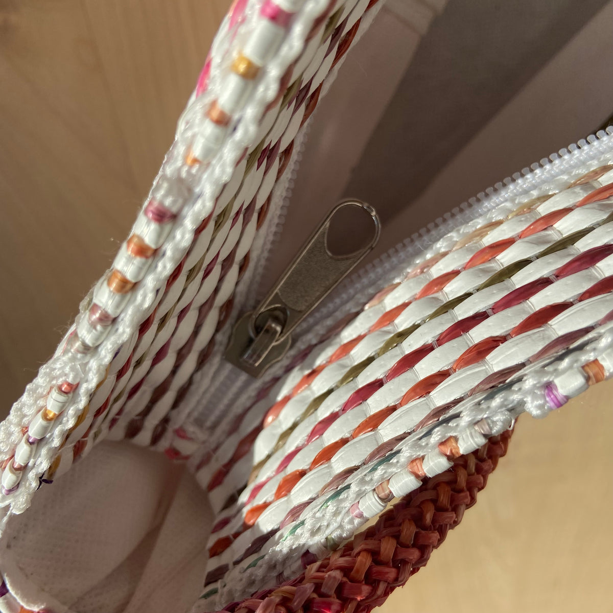 Pink Woven Shoulder Bag