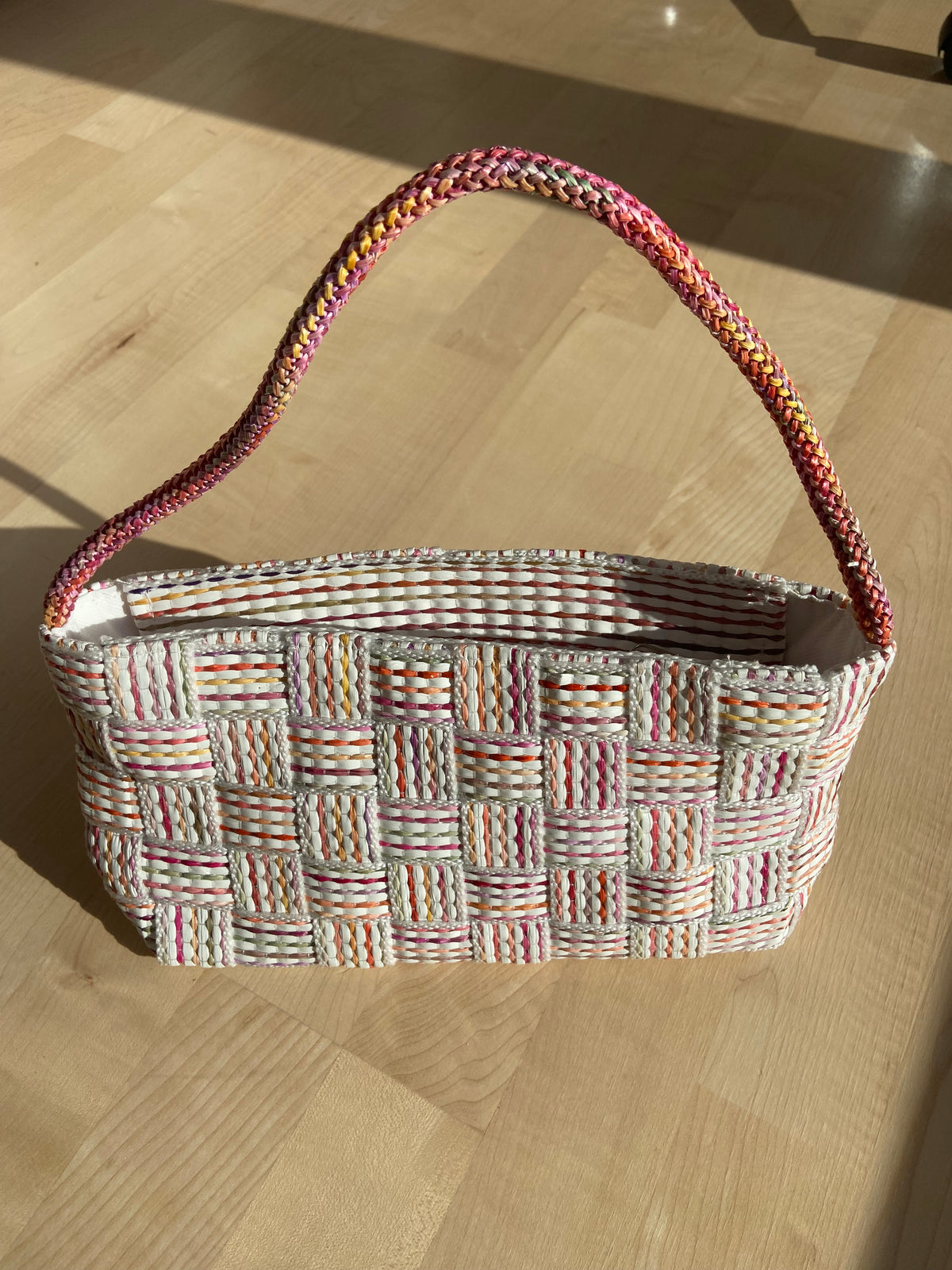 Pink Woven Shoulder Bag