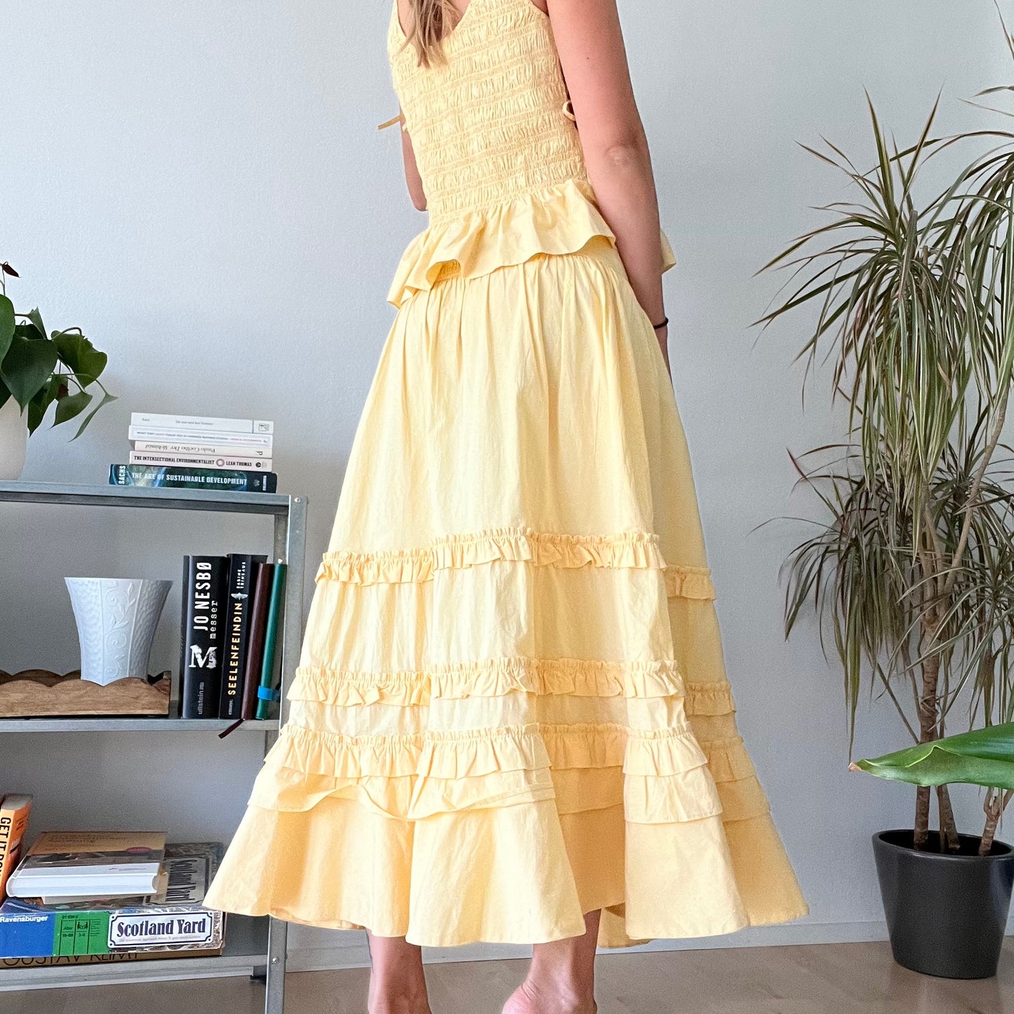 Ganni butter yellow top and skirt set- Size 36 /38