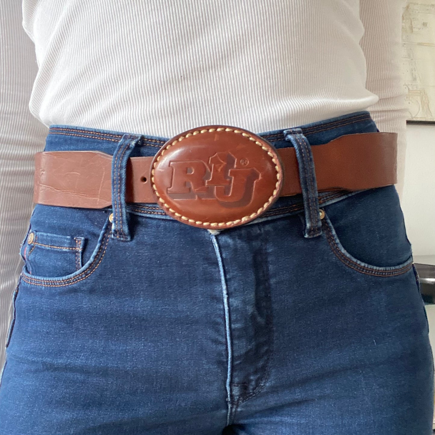 RIJ big buckle leather belt