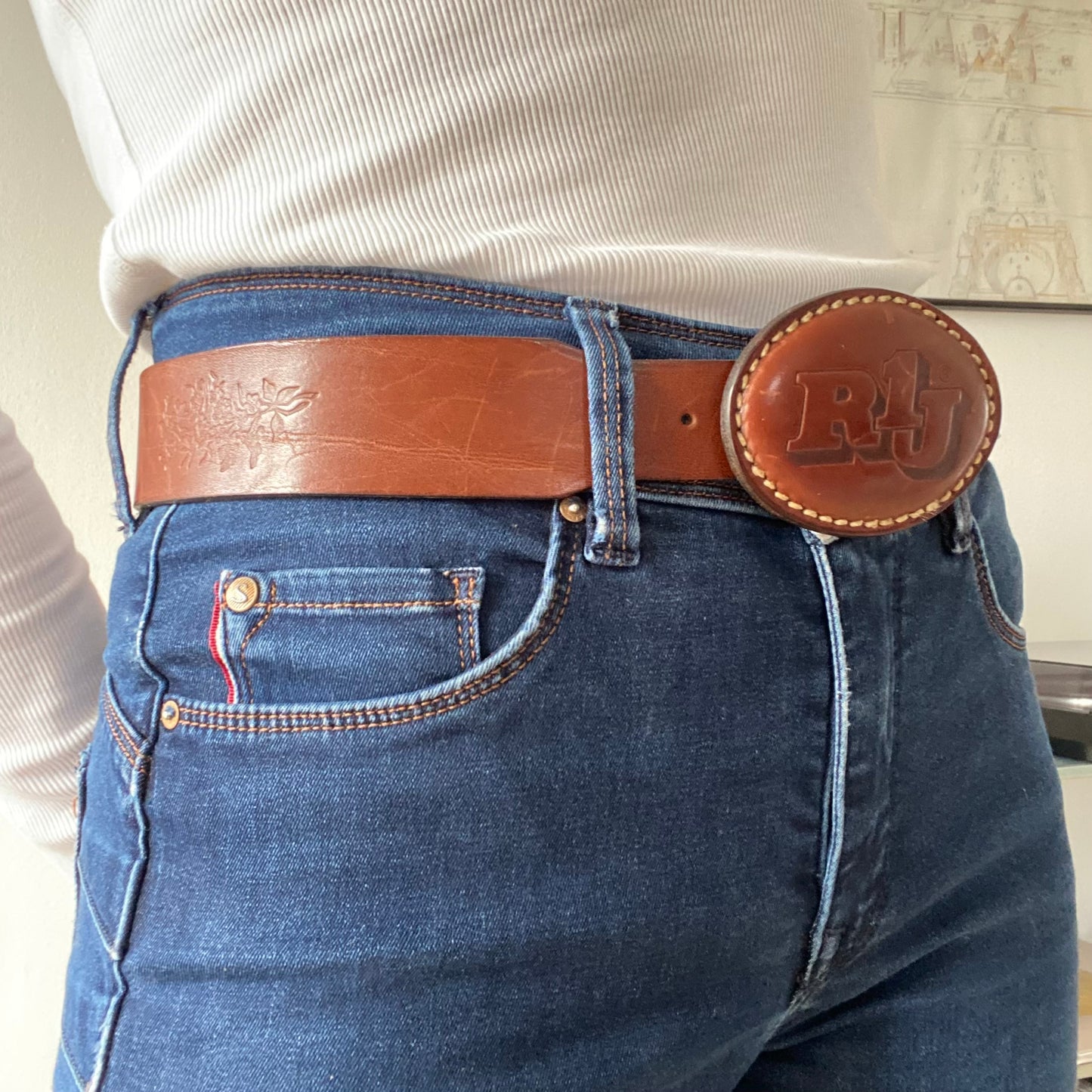 RIJ big buckle leather belt