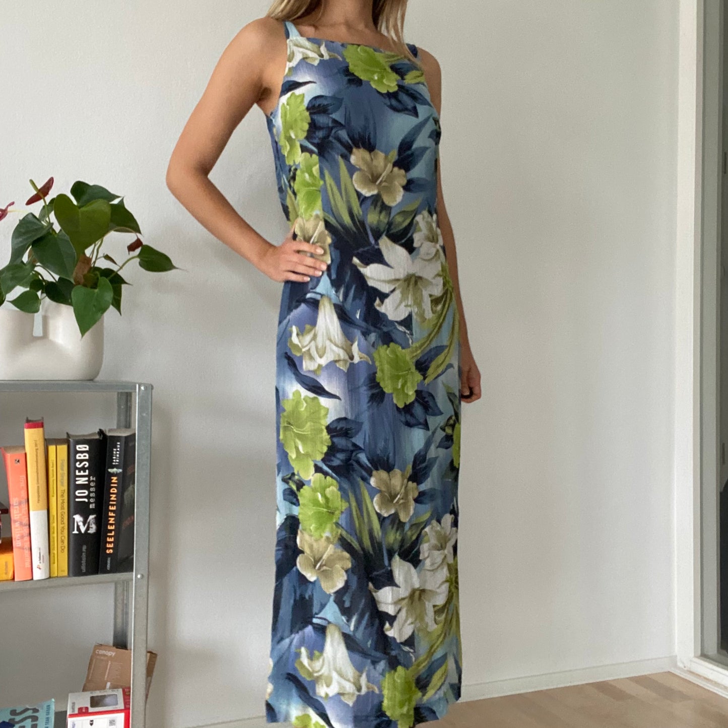 Blue flower maxi dress