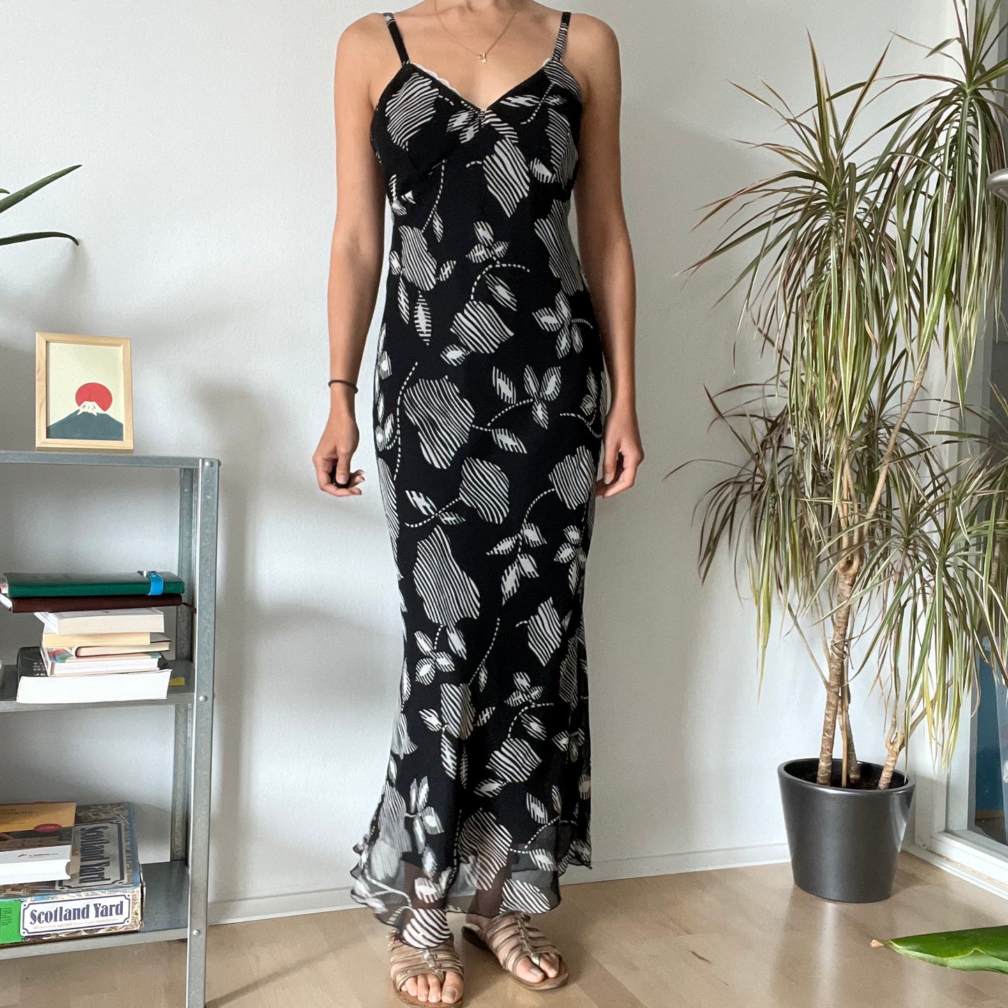 Vintage Abstract Print Maxi Dress-size M