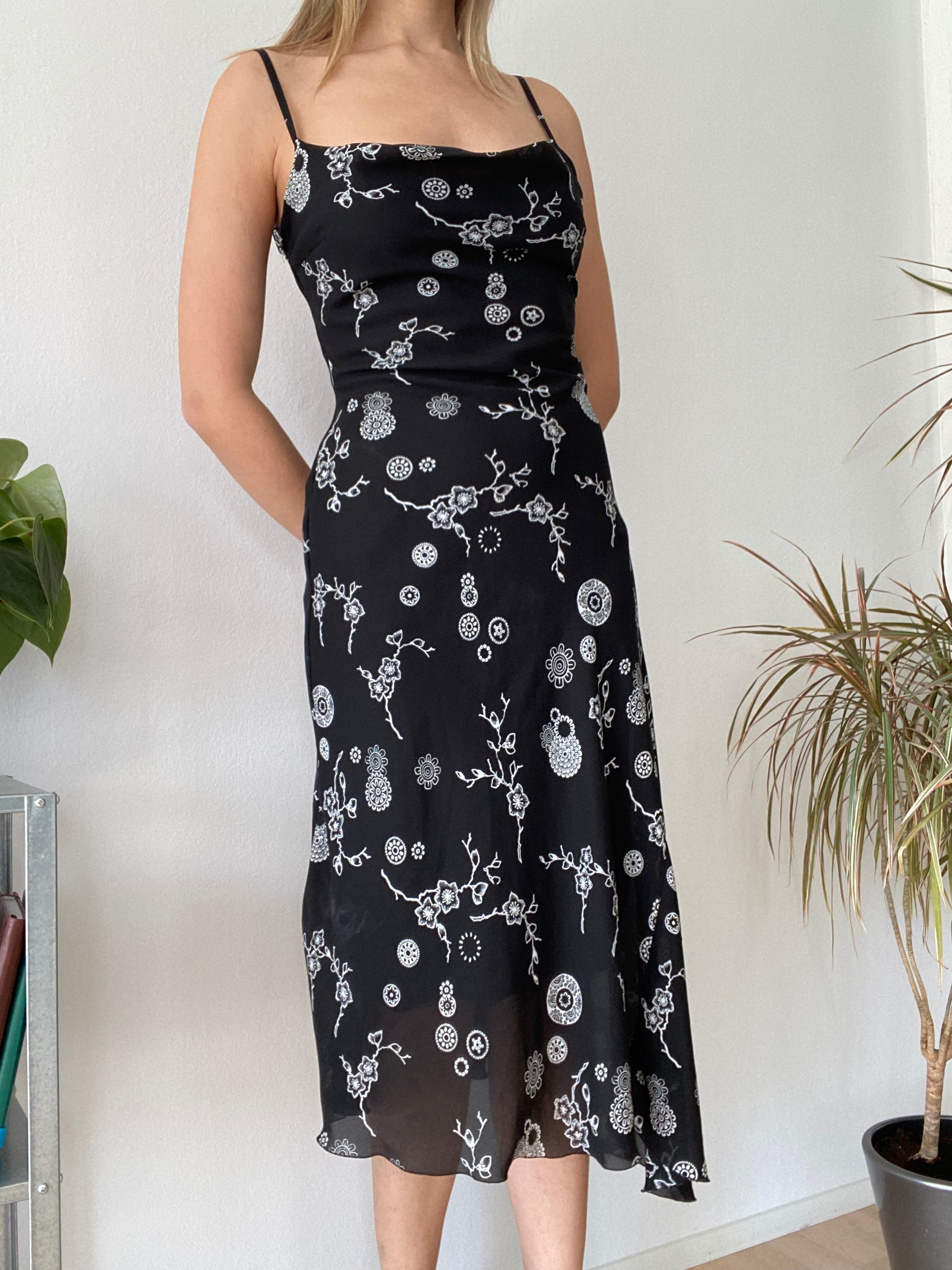 Black 90s asymmetrical dress