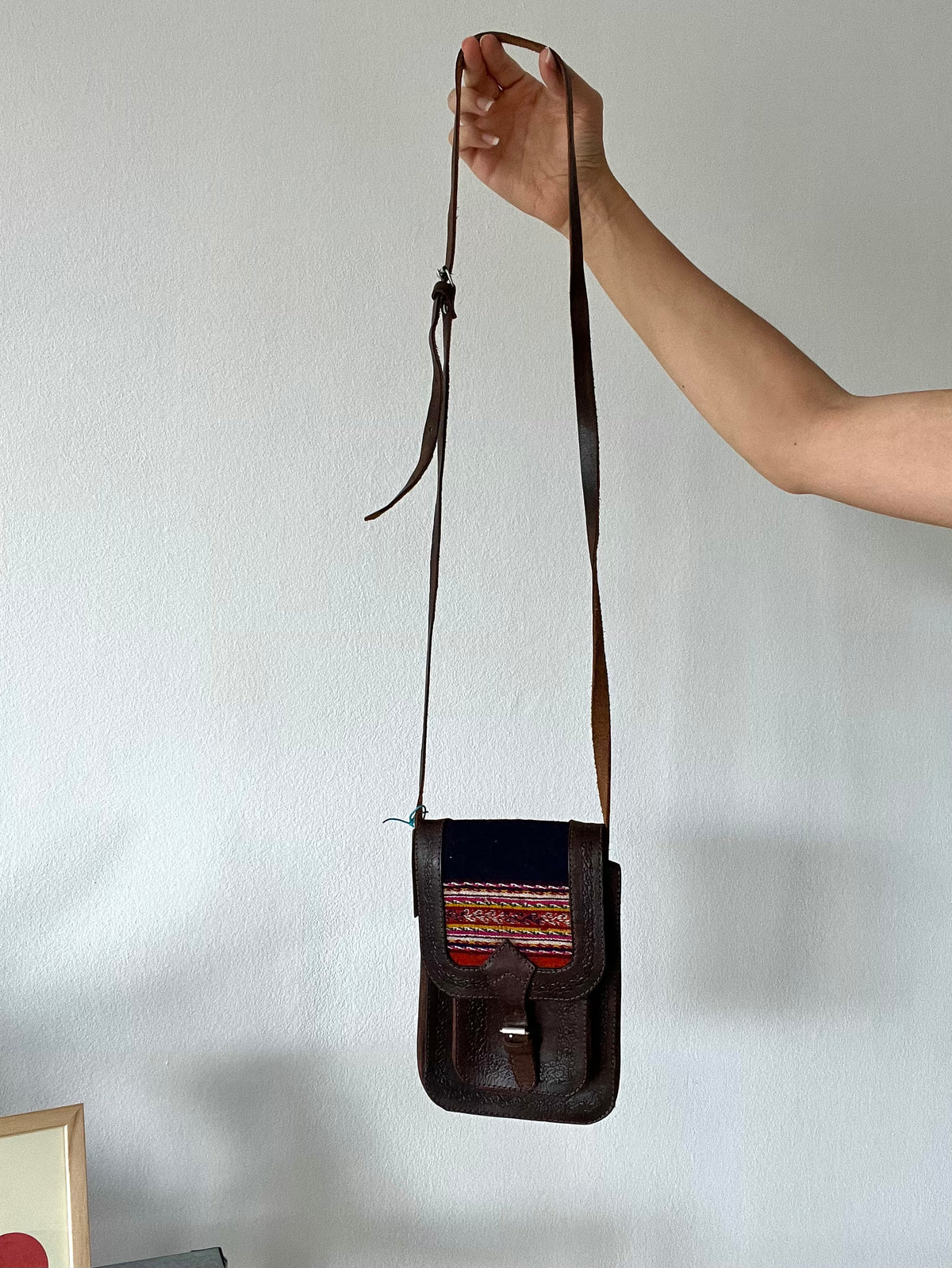 Vintage Embroidered Leather Crossbody Bag