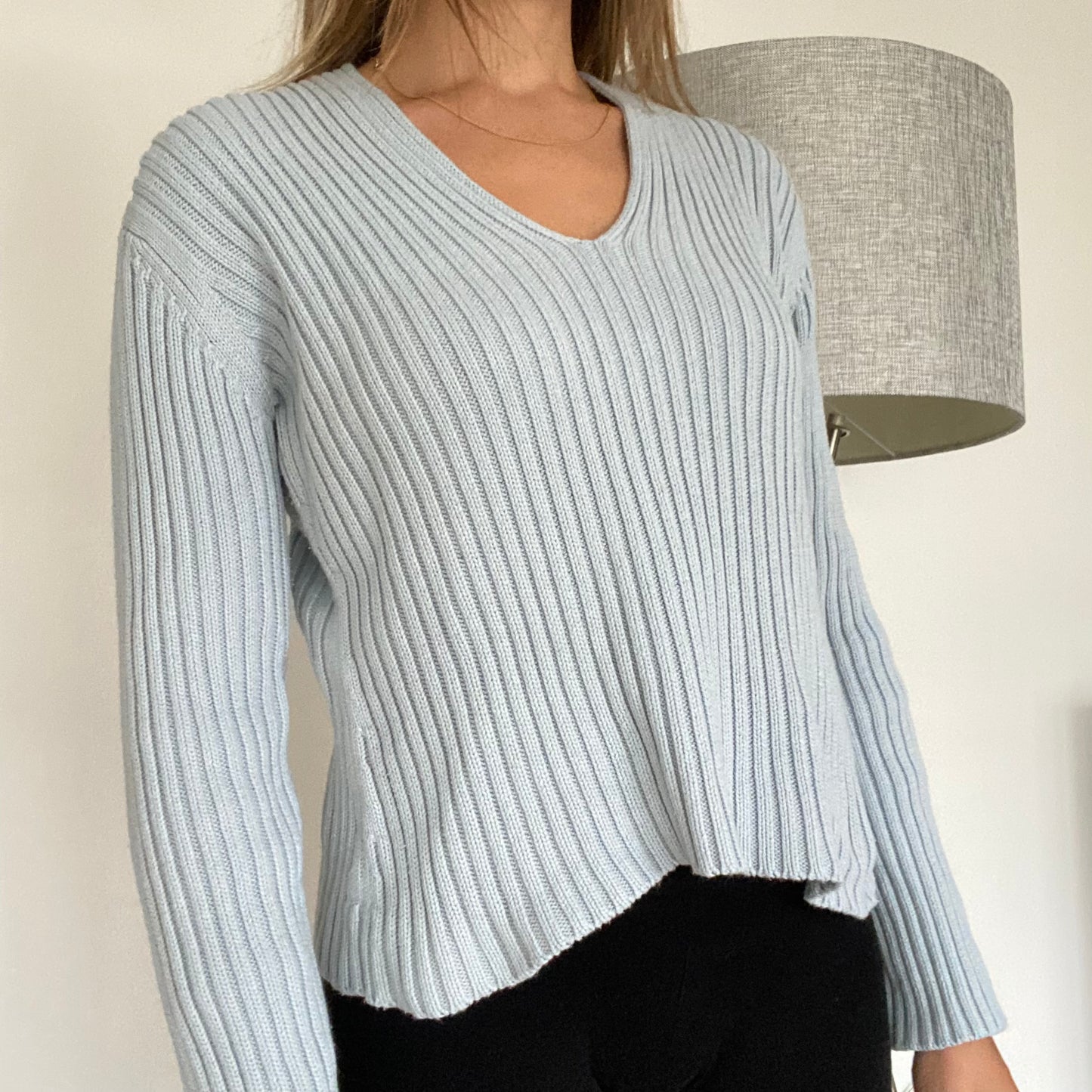 Blue V-neck pullover