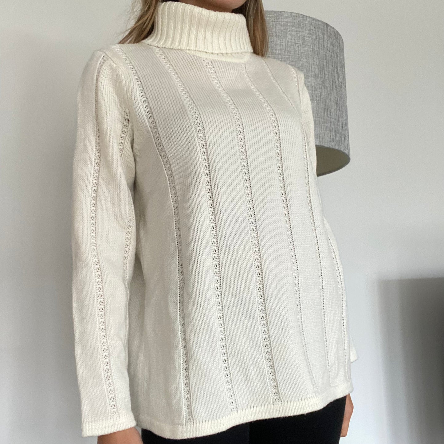 White turtleneck pullover
