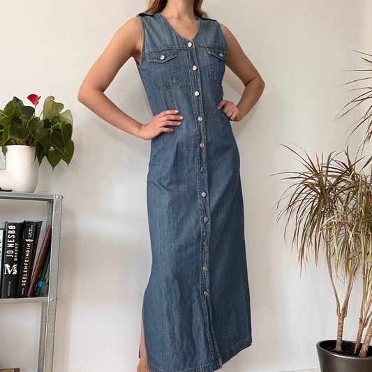 Maxi long denim jeans dress-Size M