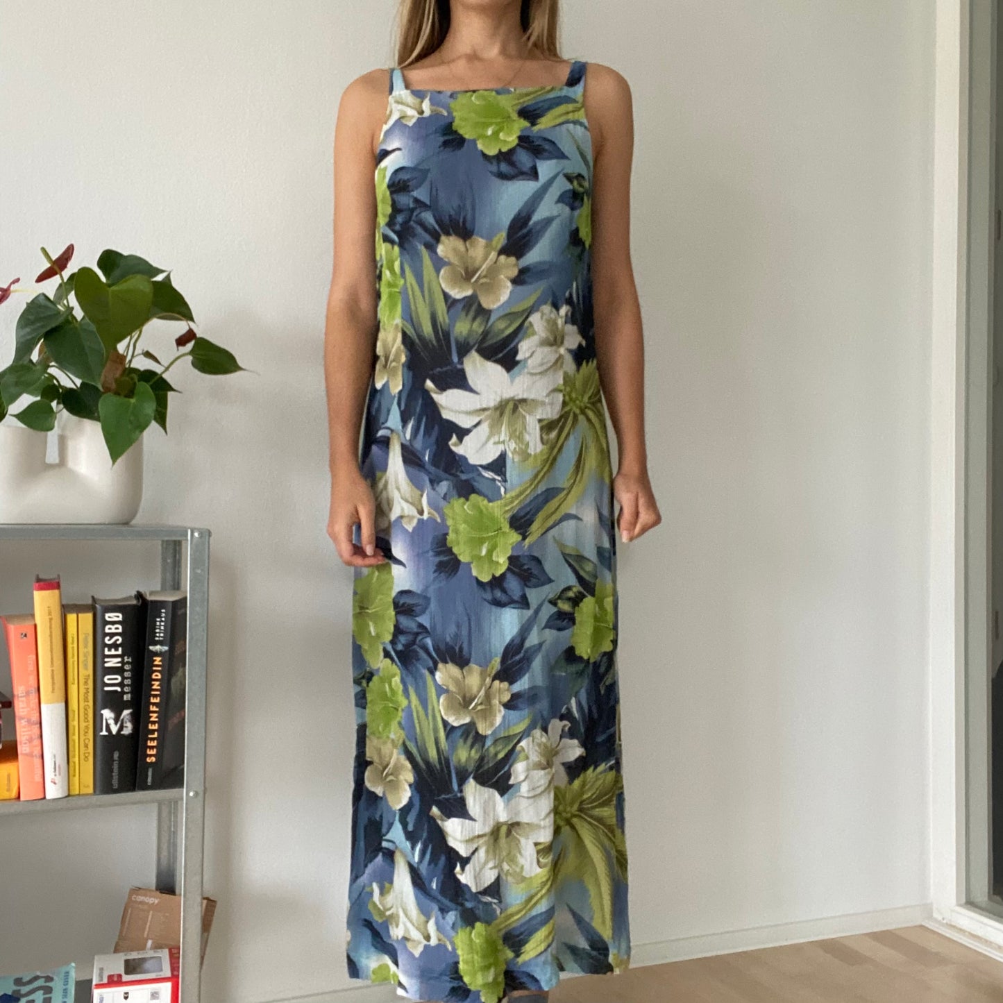 Blue flower maxi dress