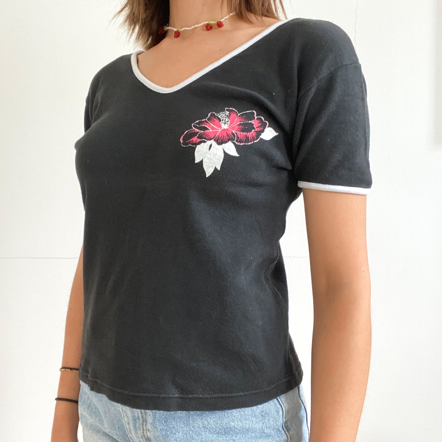 Black and White Flower Top
