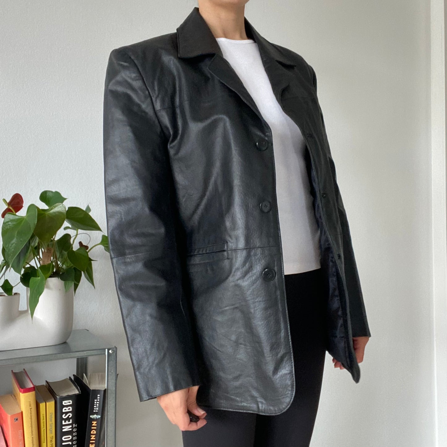 Black leather jacket men size