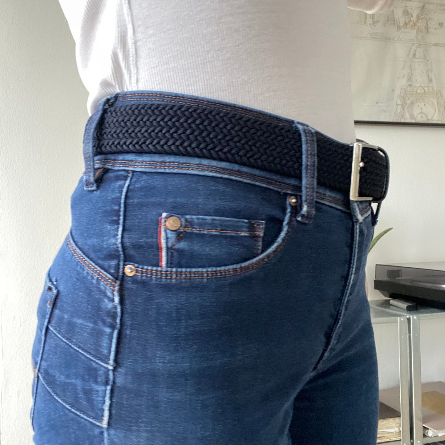 Dark Blue braided belt made in Italy