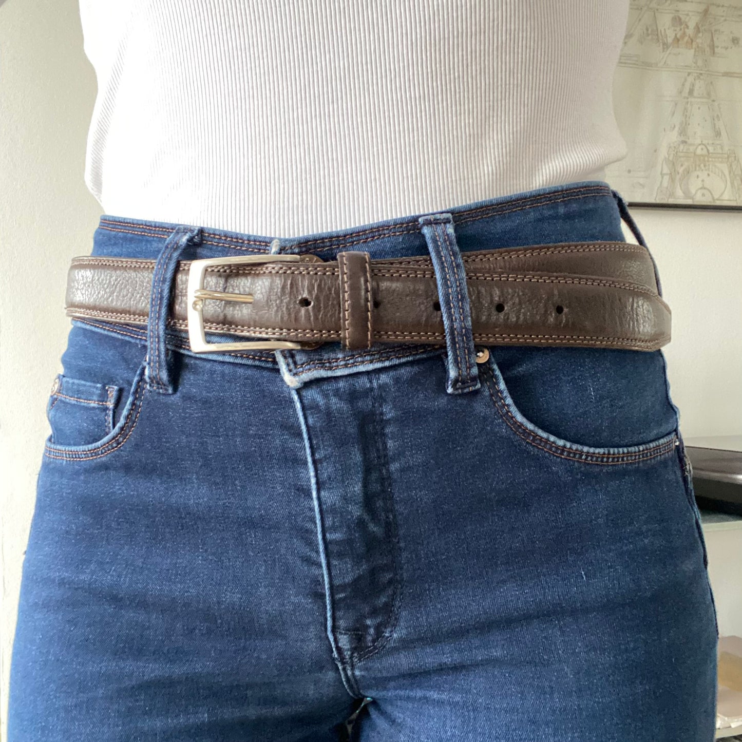Real Leather Belt for Jeans – Brown