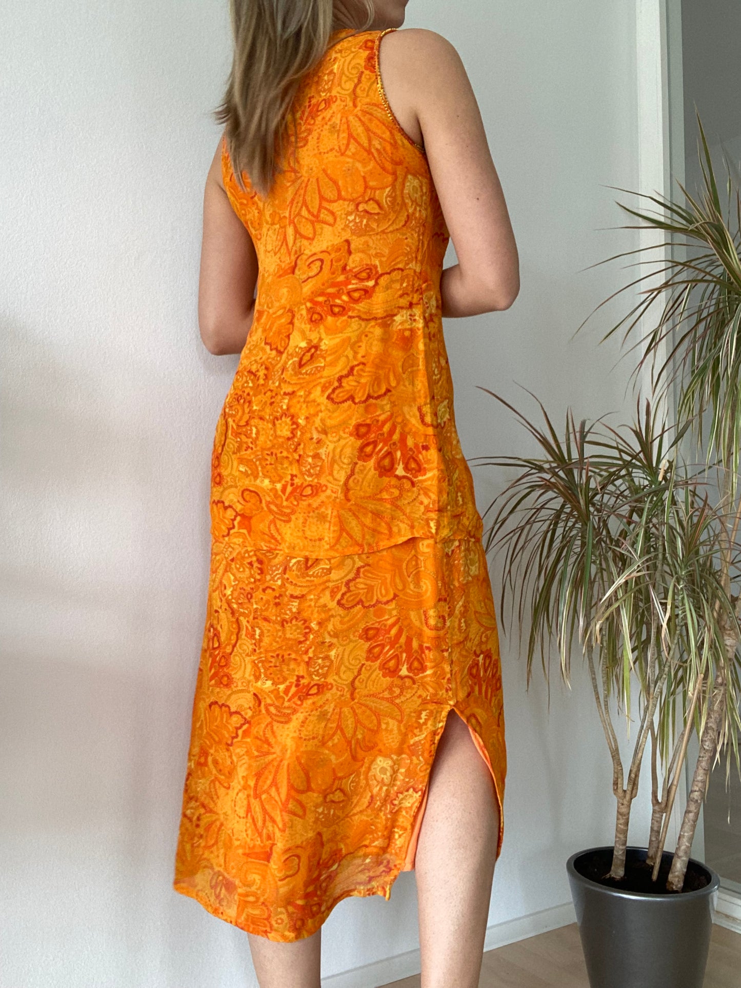 René Derhy Orange Midi 90s dress-Size S