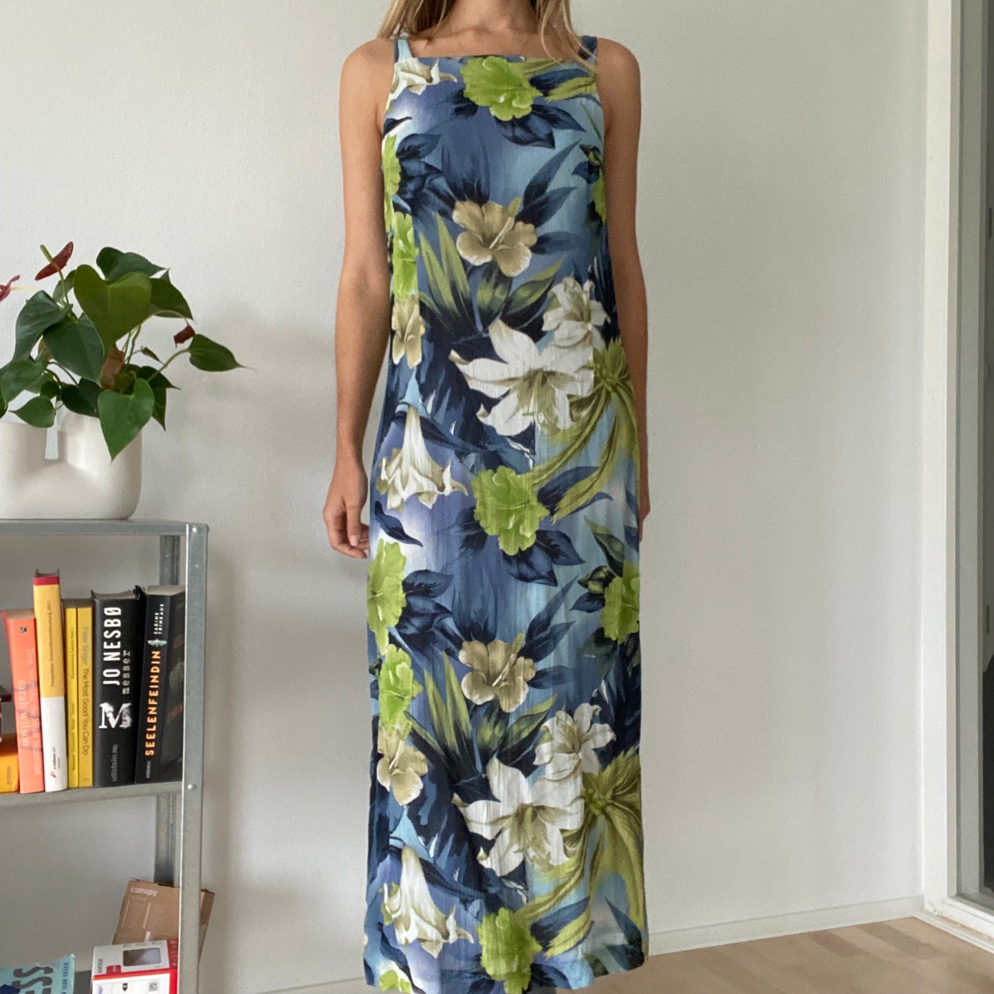 Blue flower maxi dress