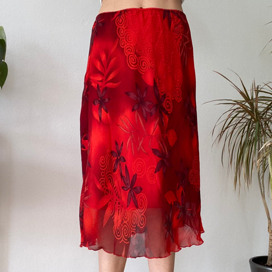 90s red midi skirt