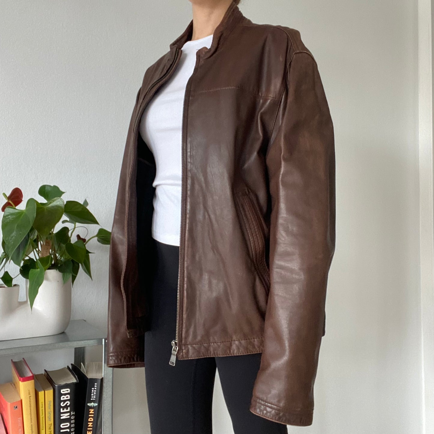 Brown leather jacket Men size