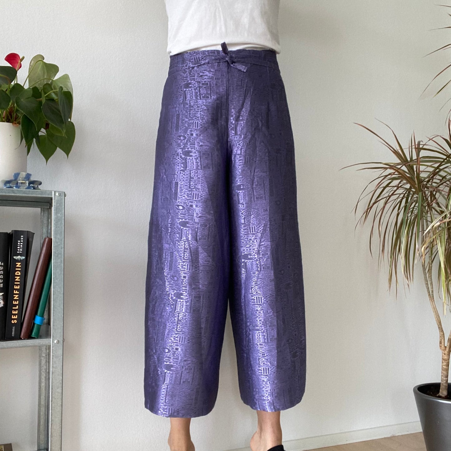 Purple silk pants