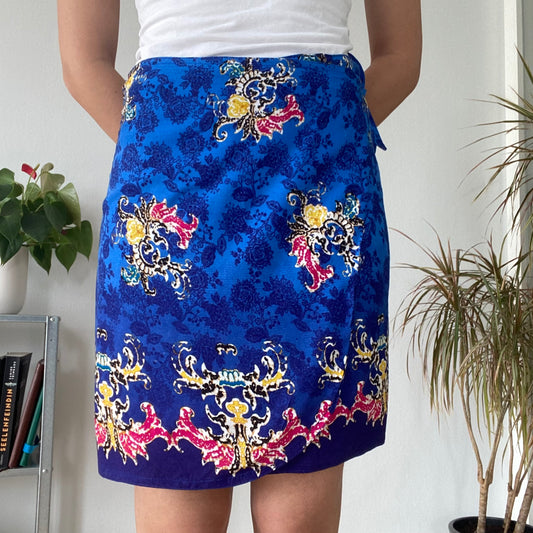 Vintage Royal Blue Baroque Wrap Skirt