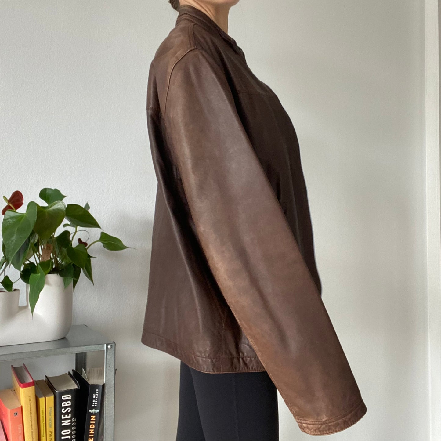 Brown leather jacket Men size