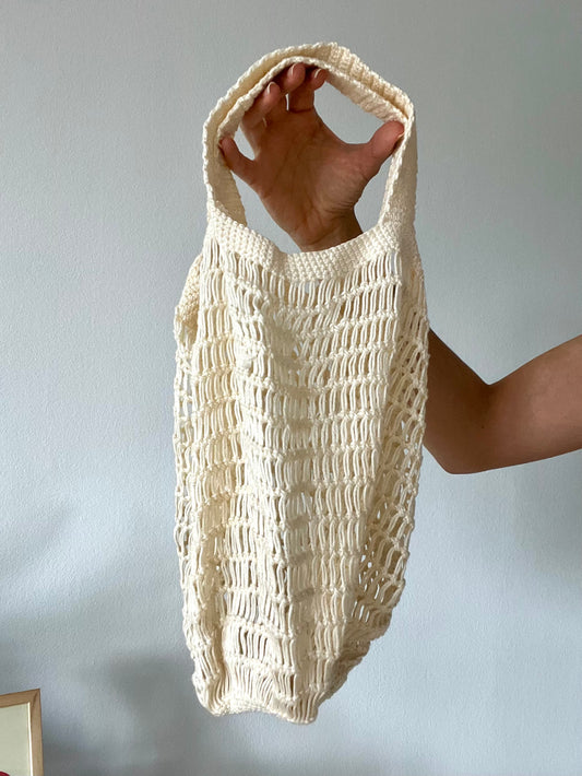 Vintage Cream Crochet Shoulder Bag