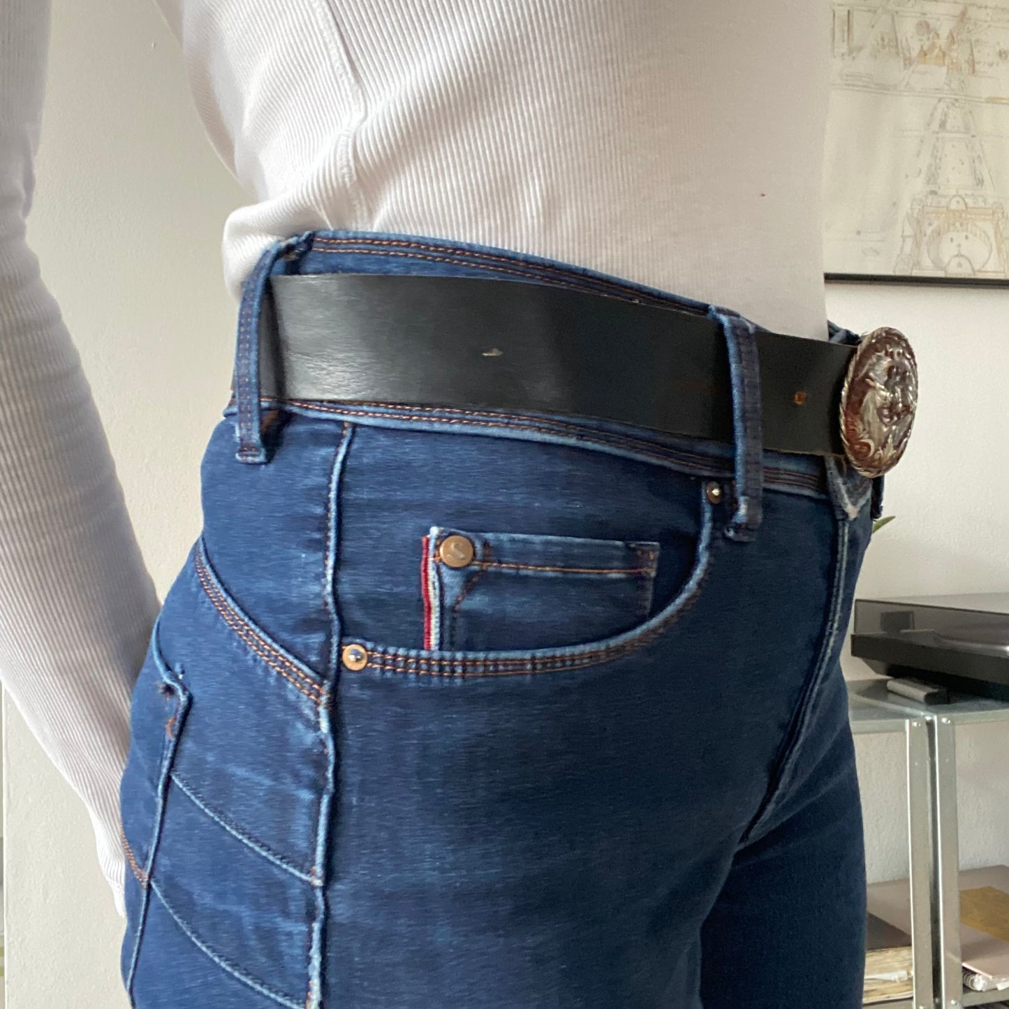 Black Western Belt with Horse Buckle