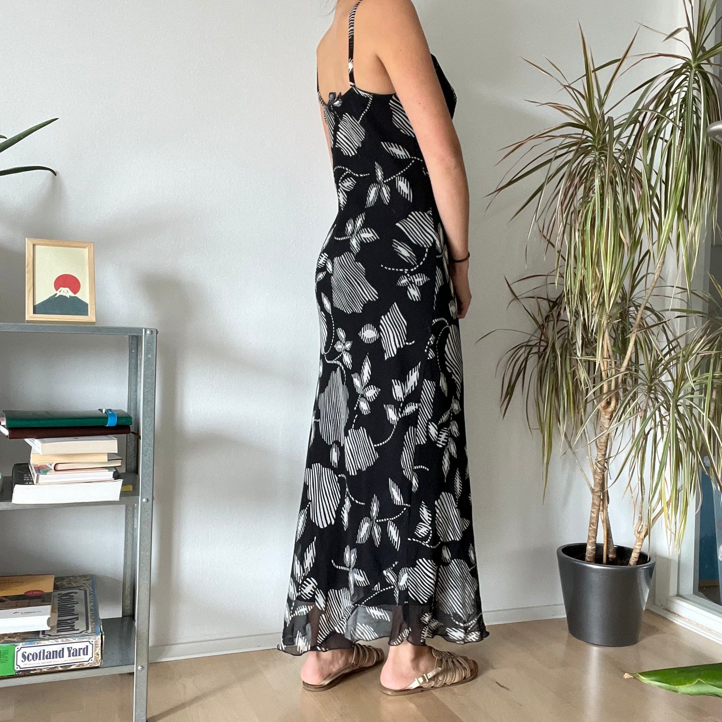 Vintage Abstract Print Maxi Dress-size M