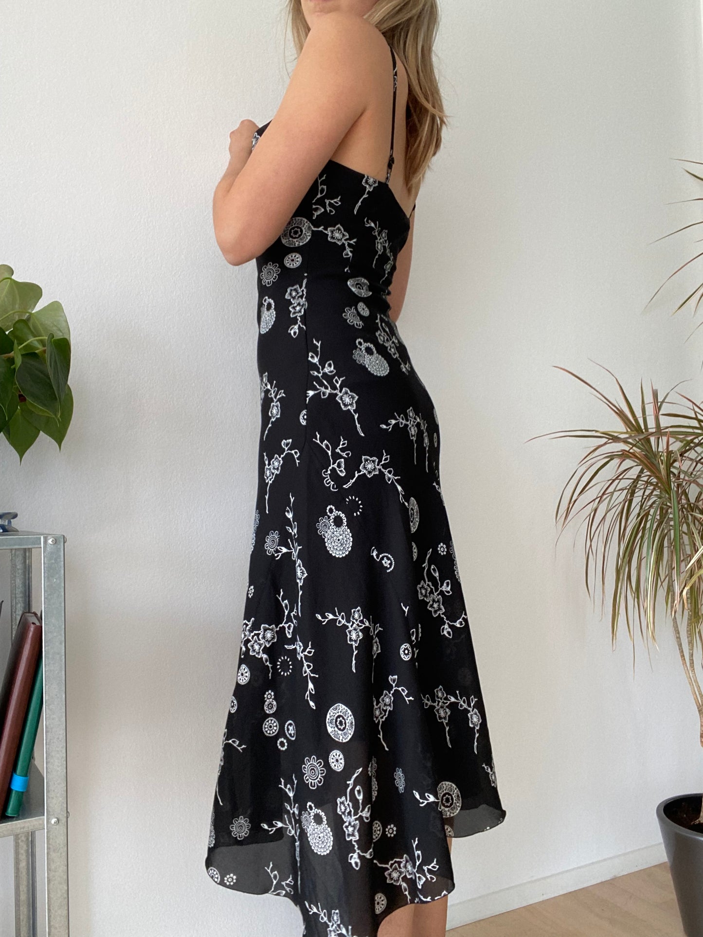 Black 90s asymmetrical dress
