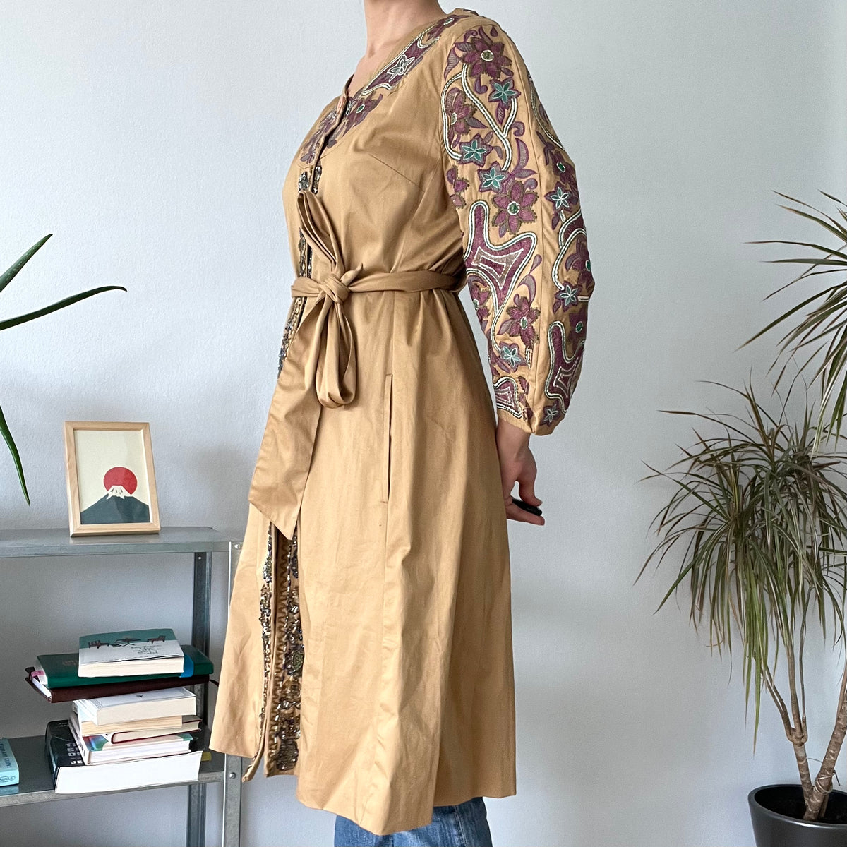 Vintage Embroidered Kaftan Belted jacket