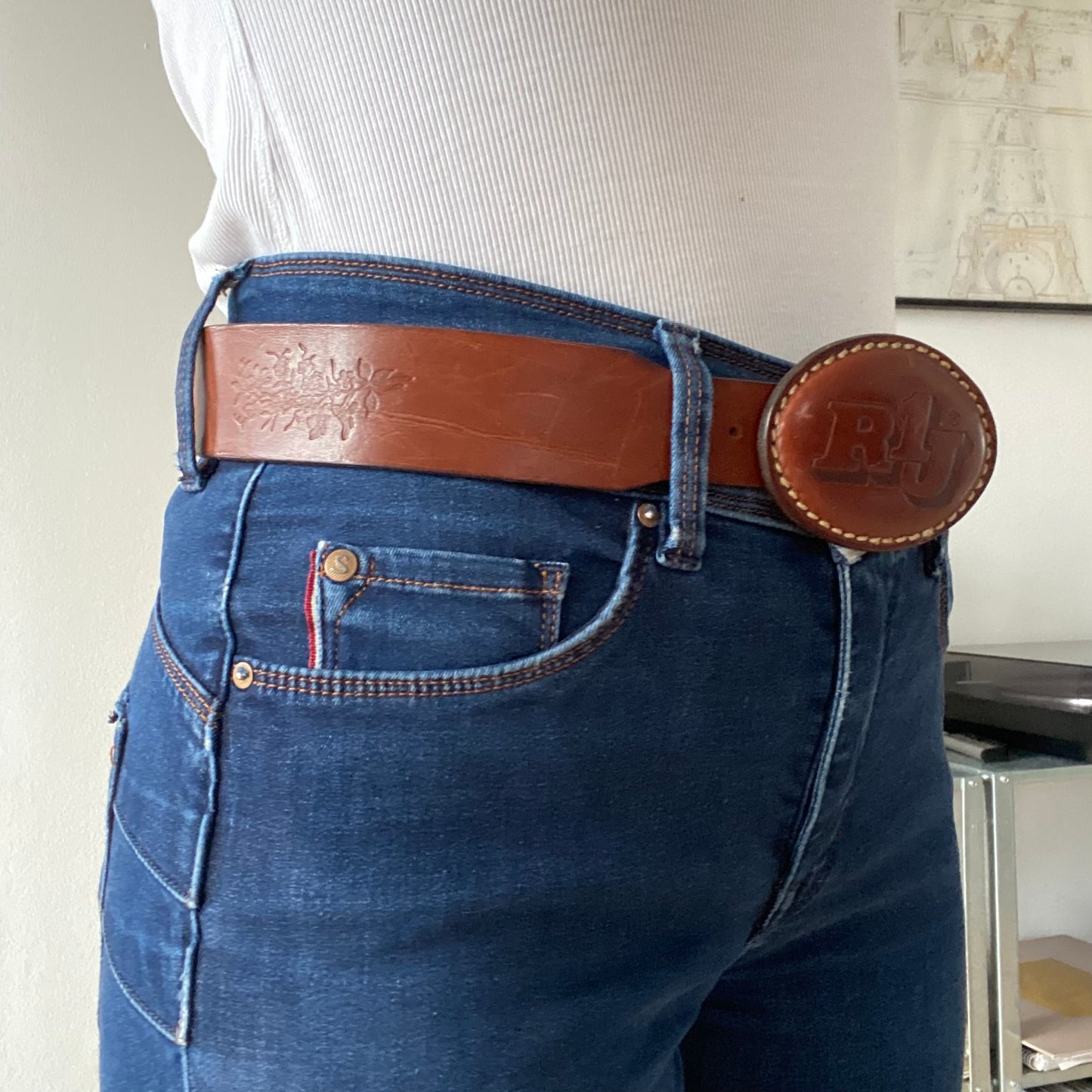 RIJ big buckle leather belt