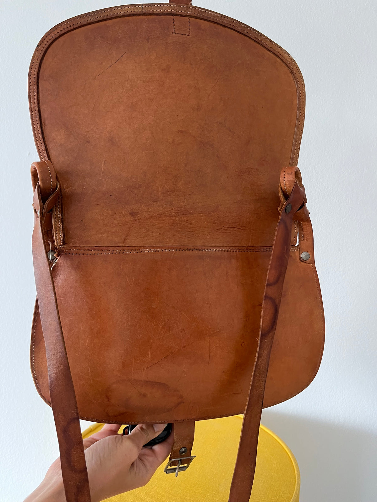 A vintage brown leather saddle