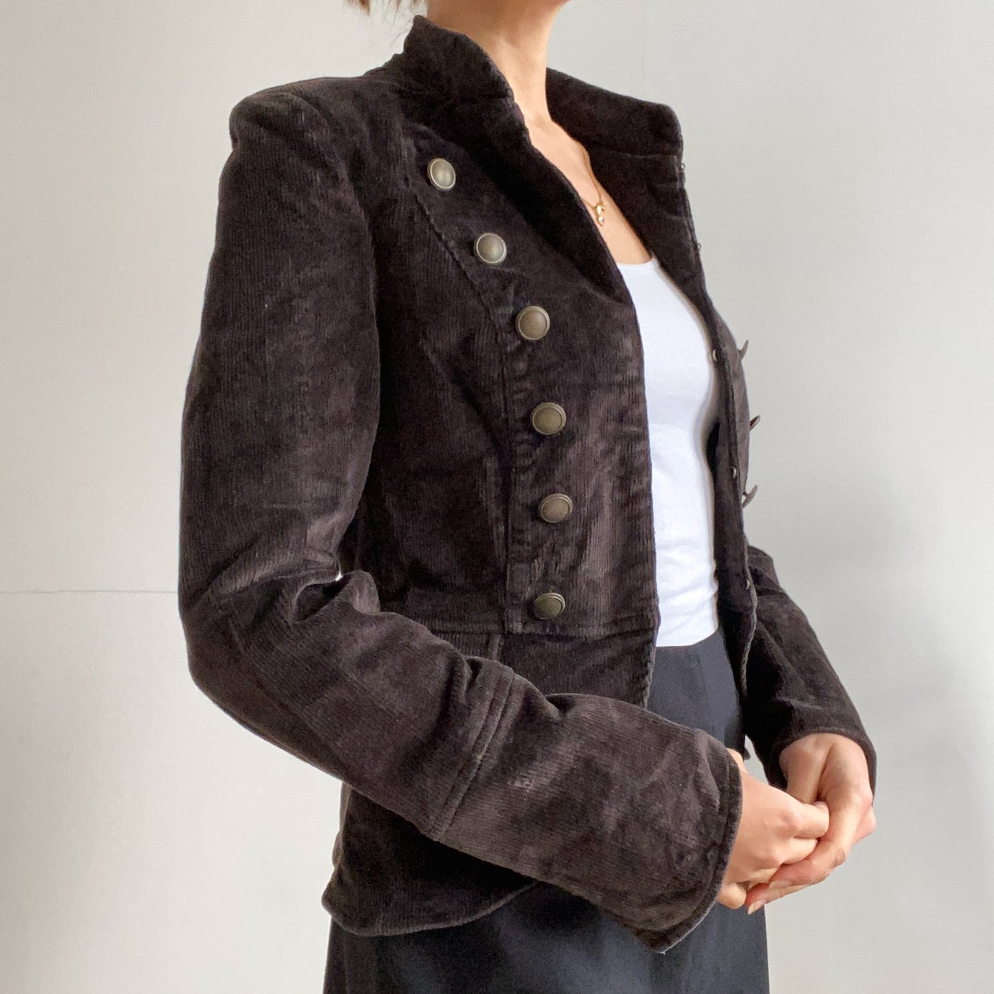 Corduroy short  jacket asymmetrical