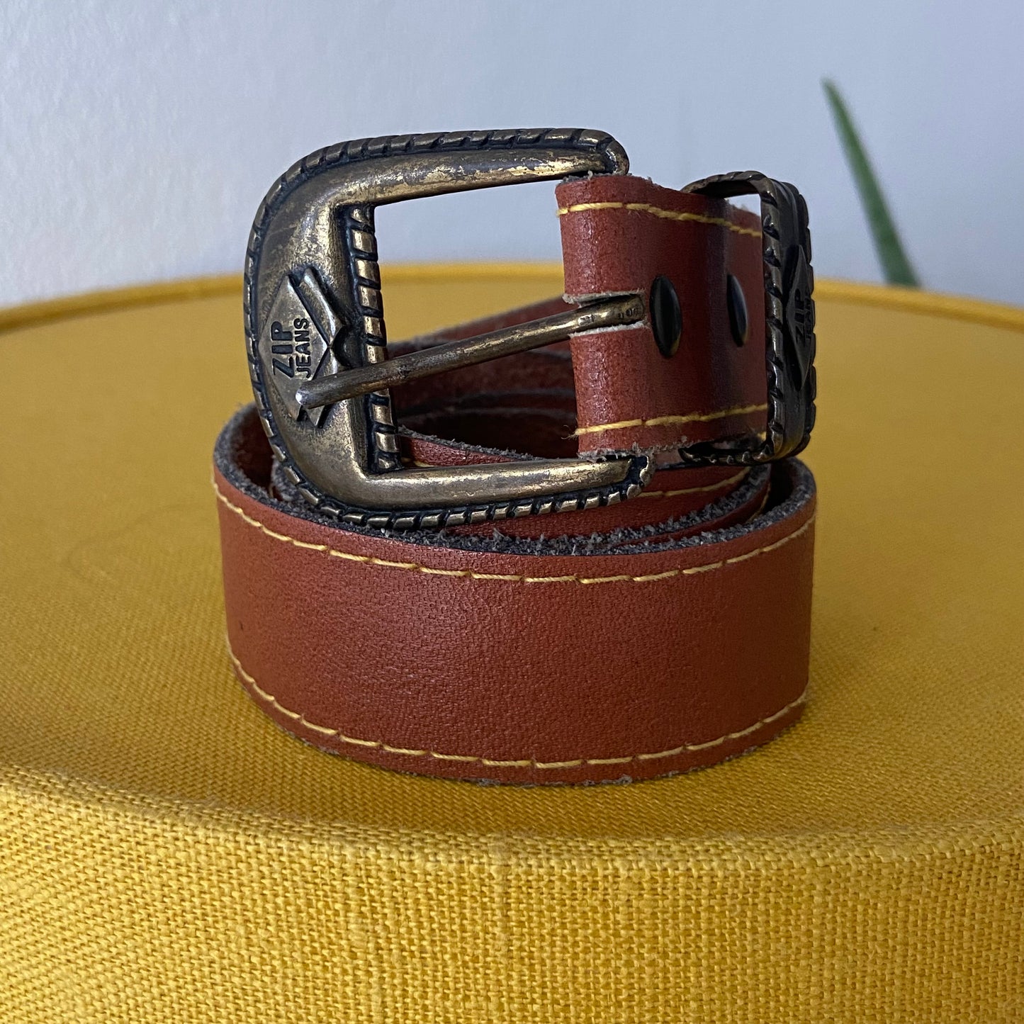 Camel brown leather belt