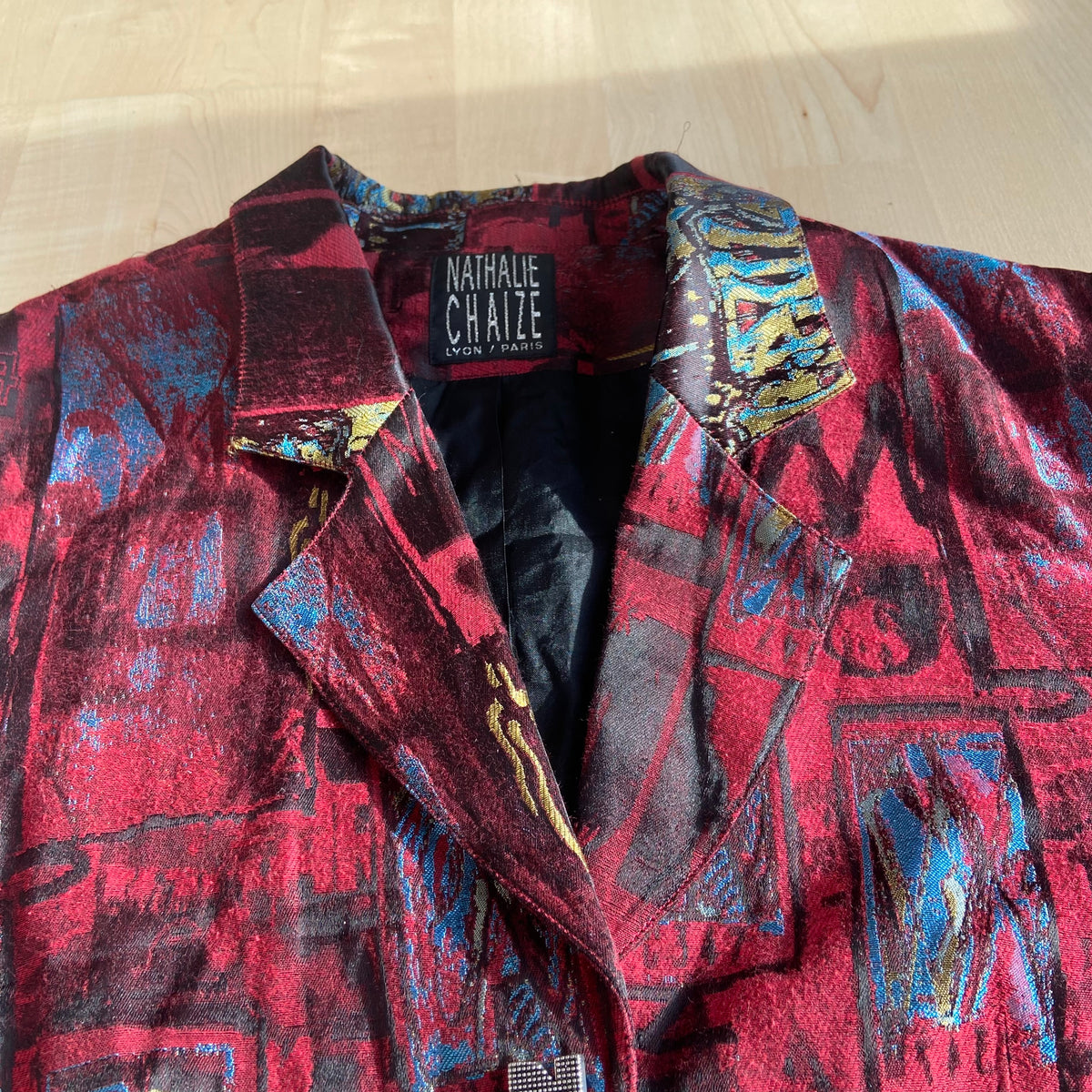 Nathalie Chaize Paris Red Abstract Blazer Jacket