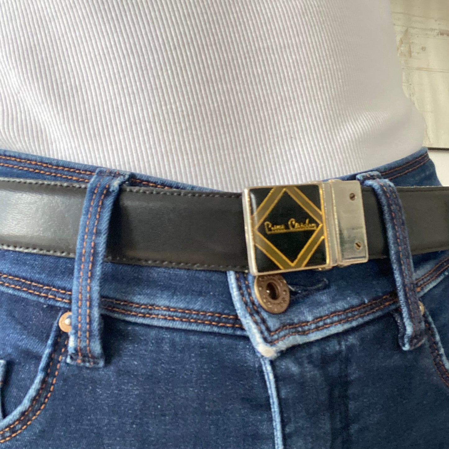 Pierre Cardin black leather belt