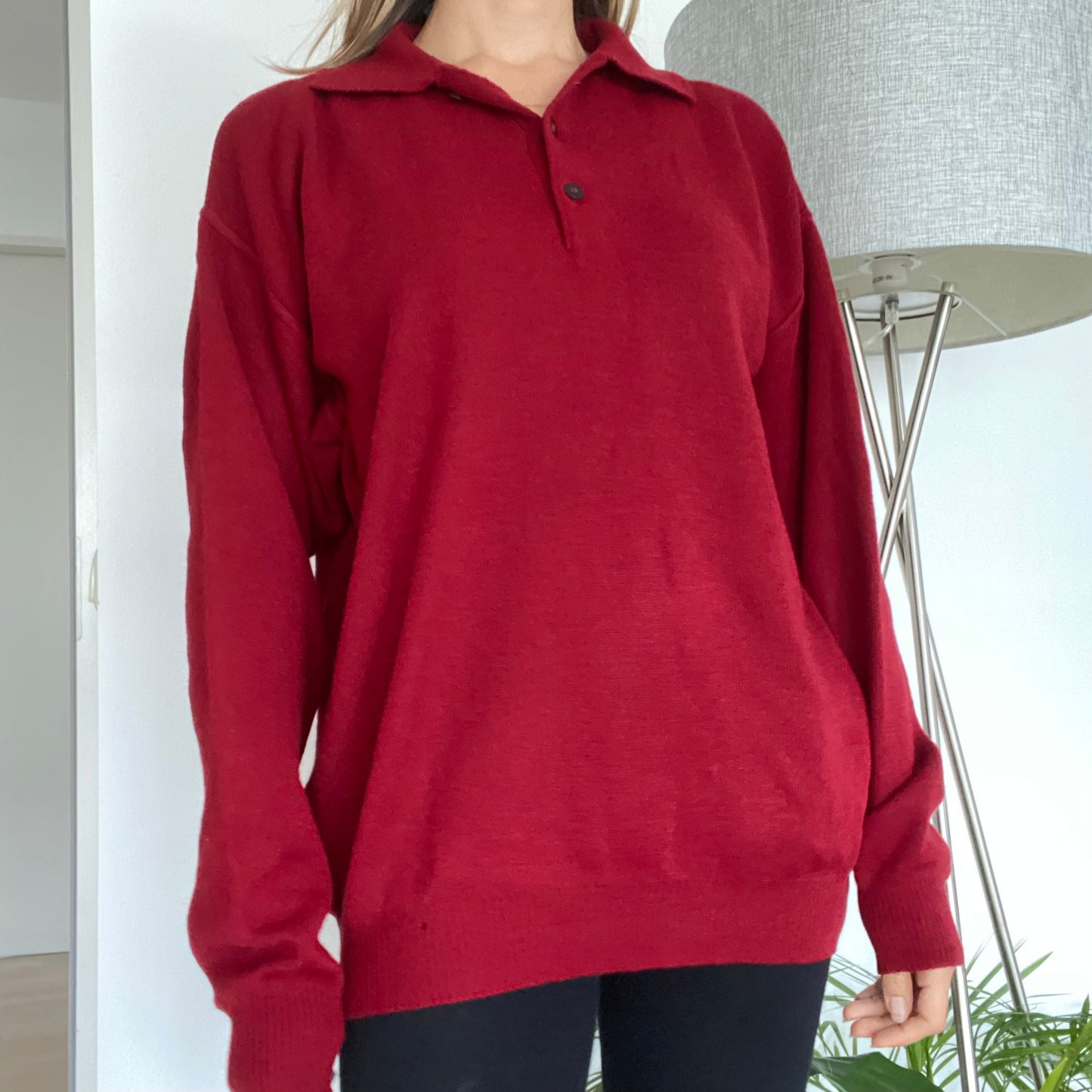 Red polo pullover