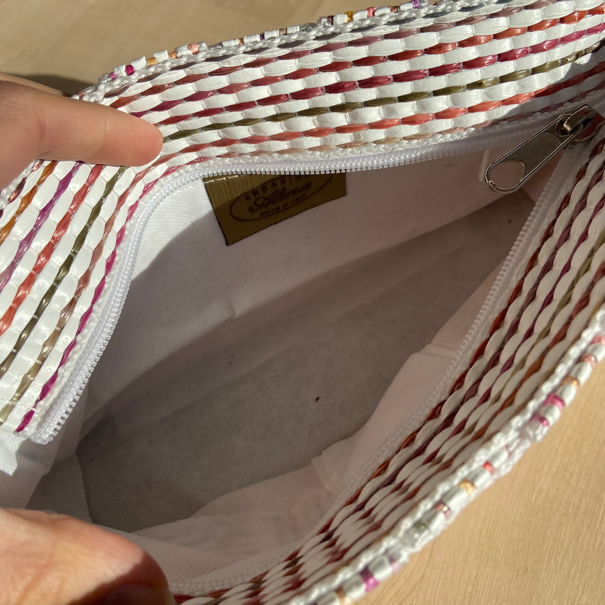 Pink Woven Shoulder Bag
