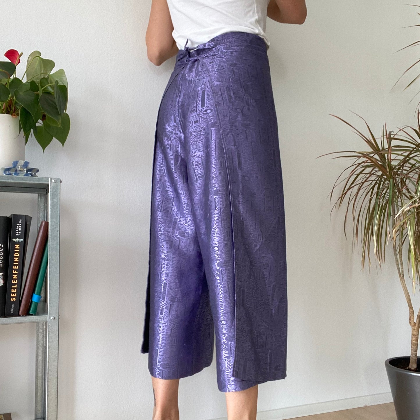 Purple silk pants