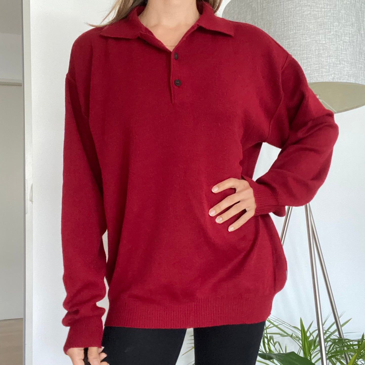 Red polo pullover